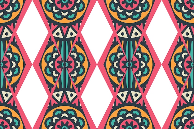 Vector seamless pattern with ethnic mandala ornament