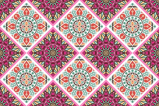 Seamless pattern with ethnic mandala ornament