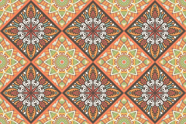 Seamless pattern with ethnic mandala ornament