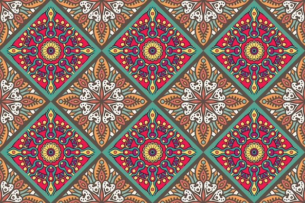 Seamless pattern with ethnic mandala ornament