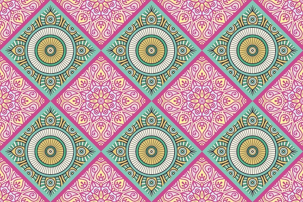 Seamless pattern with ethnic mandala ornament