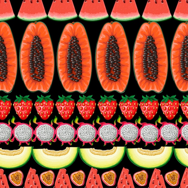 Seamless pattern with exotic fruits Trendy print