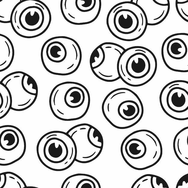 Vector seamless pattern with eyeballs in doodle style vector background illustration with eyes