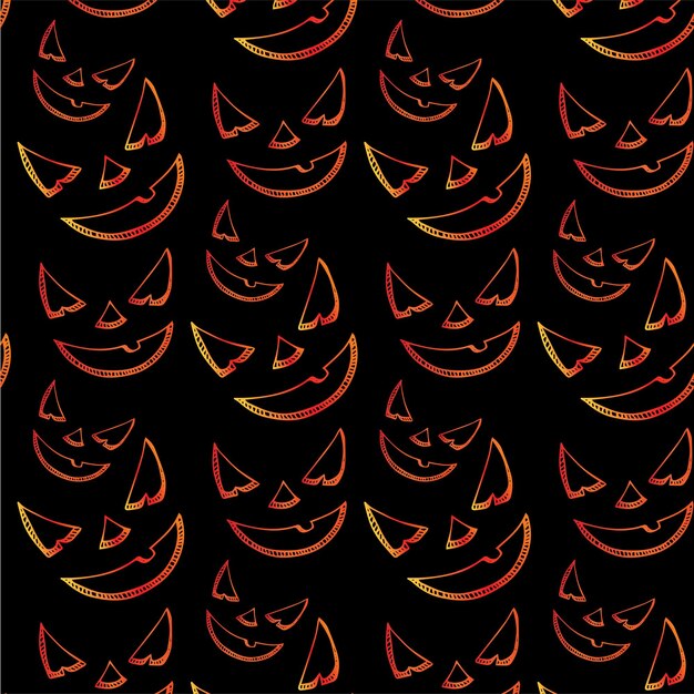Seamless pattern with face pumpkin