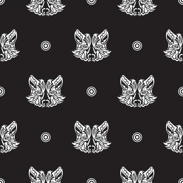 Seamless pattern with the face of a wolf good covers fabrics postcards and printing vector