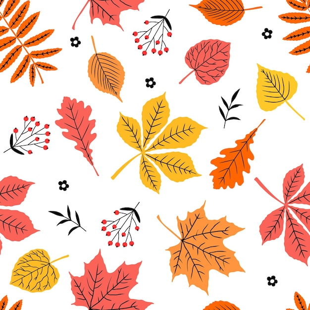 Seamless pattern with fall leaves Autumn pattern foliage wrapping paper pattern fills