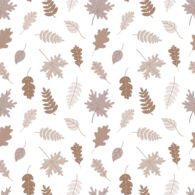 seamless pattern with fallen autumn leaves Vector illustration