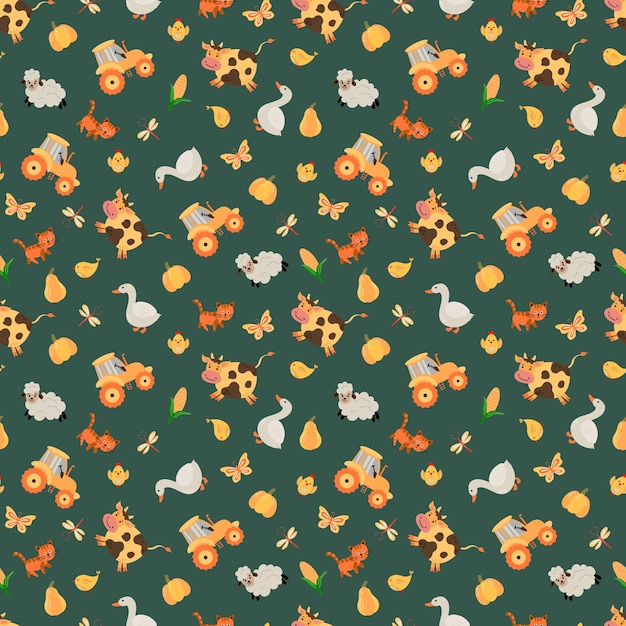 Seamless pattern with farm animals. design for fabric, textile, wallpaper, packaging.