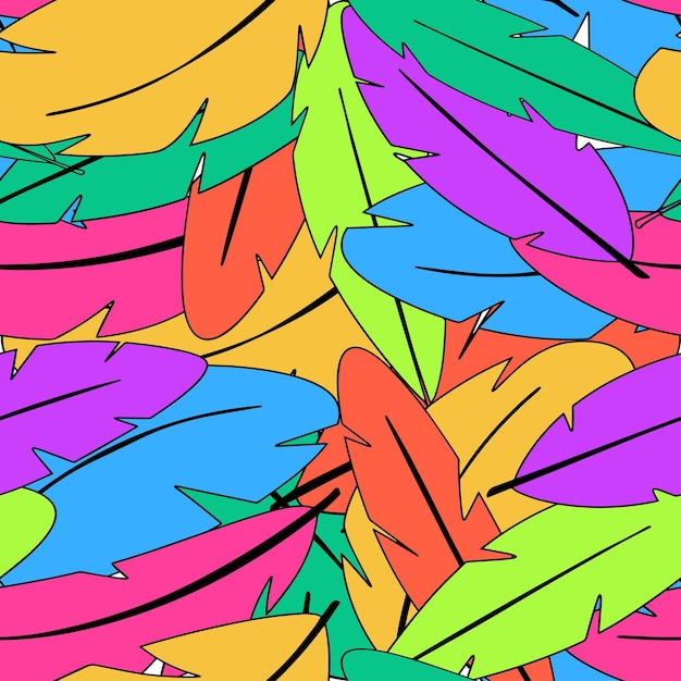 Seamless pattern with feathers. Vector illustration.