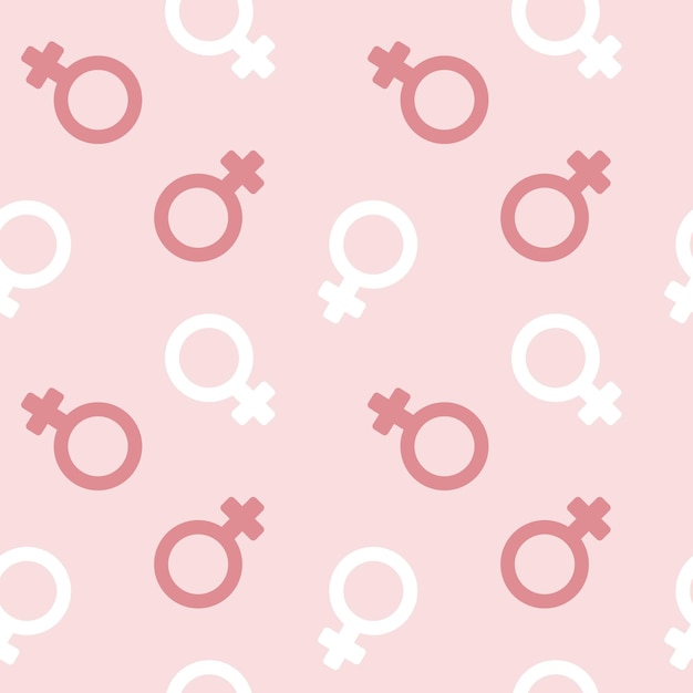 Seamless pattern with female symbols on a pink background Pastel colors Background print textile