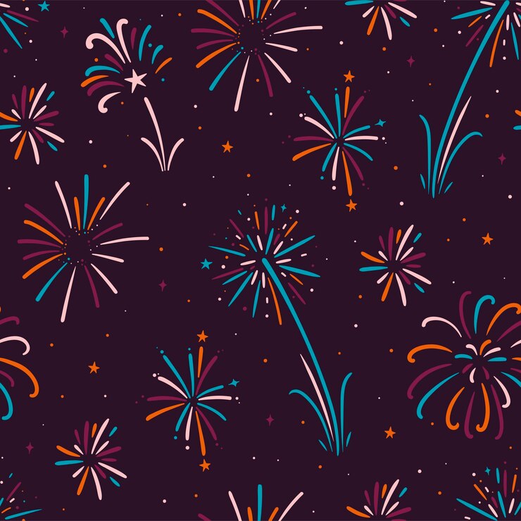 Vector seamless pattern with festive fireworks in the night sky vector image