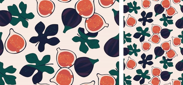 seamless pattern with figs and leaves