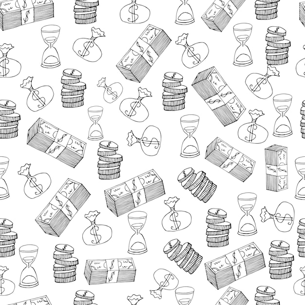 Seamless pattern with finance doodles