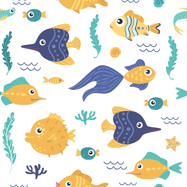 Seamless pattern with fish