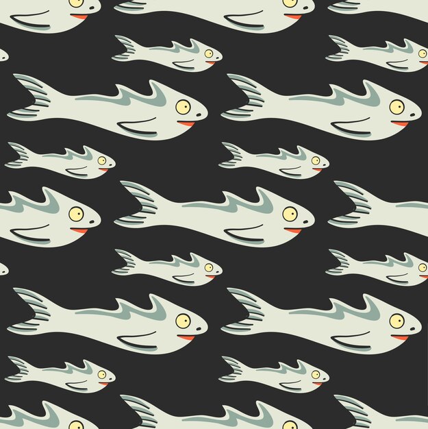 Seamless pattern with fishes Sea life background Vector illustration