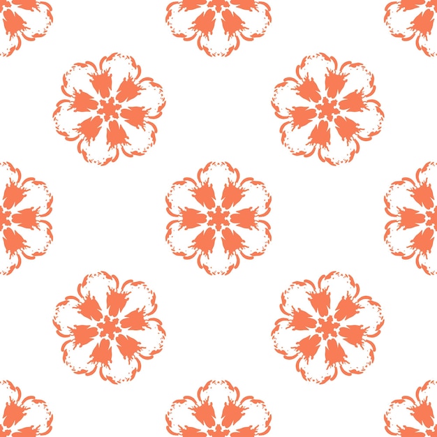 花の要素とのシームレスなパターン ミニマリスト スタイルの装飾的な背景ベクトル イラスト