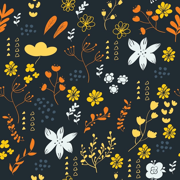 Seamless pattern with floral elements. Vector illustration.