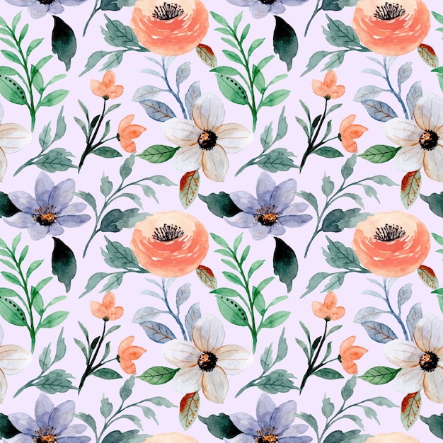 Vector seamless pattern with floral watercolor