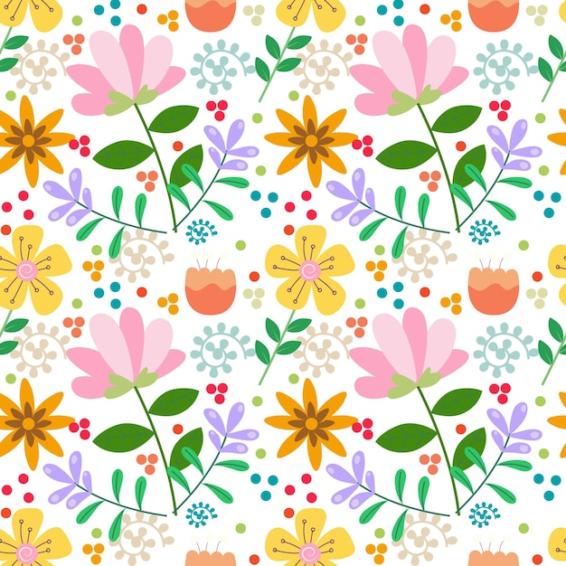 Vector a seamless pattern with flowers and berries.