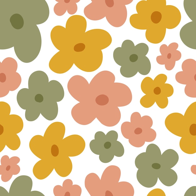 Vector seamless pattern with flowers cute texture for design wallpaper textiles wrappin