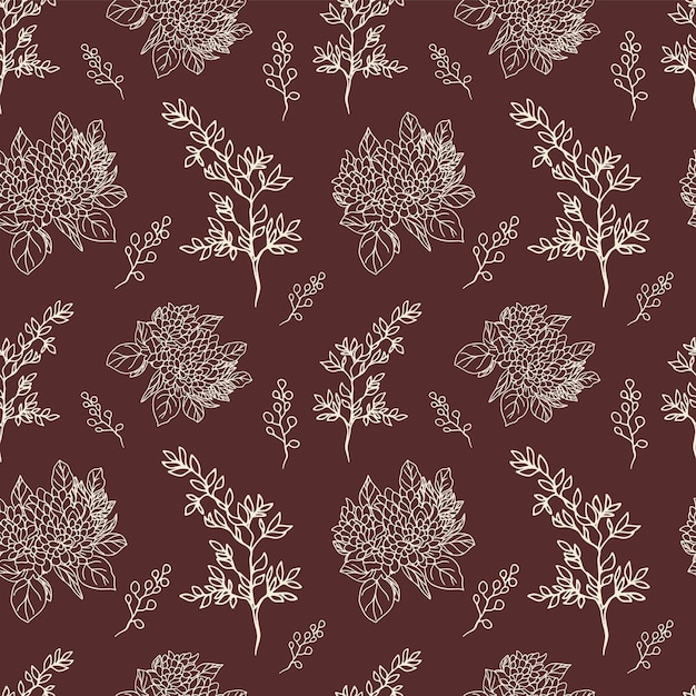 A seamless pattern with flowers on a dark background.