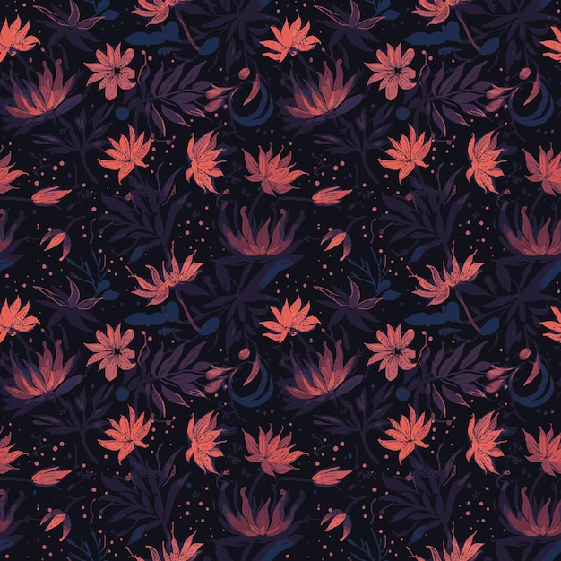 어두운 배경에 꽃으로 완벽 한 패턴입니다.