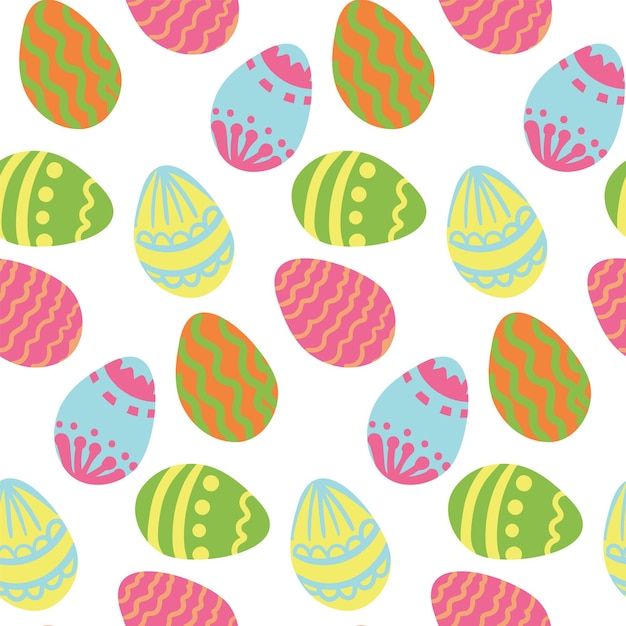 Seamless pattern with flowers and easter elements