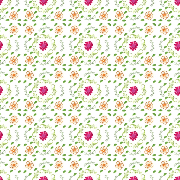 a seamless pattern with flowers and leaves on a white background