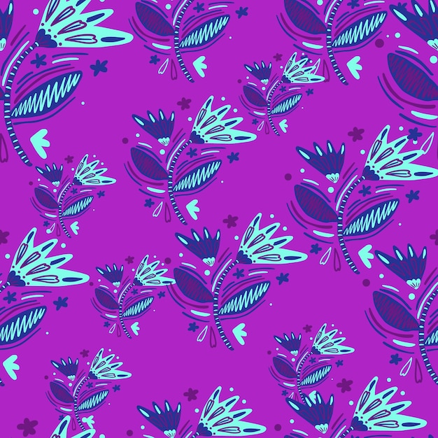 Seamless pattern with flowers and leaves