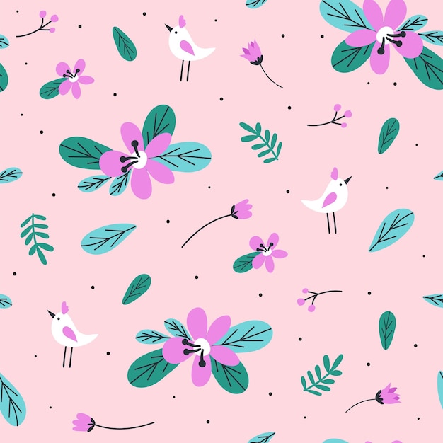 Seamless pattern with flowers vector illustrations