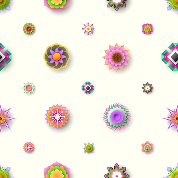 Seamless pattern with flowers on a white background