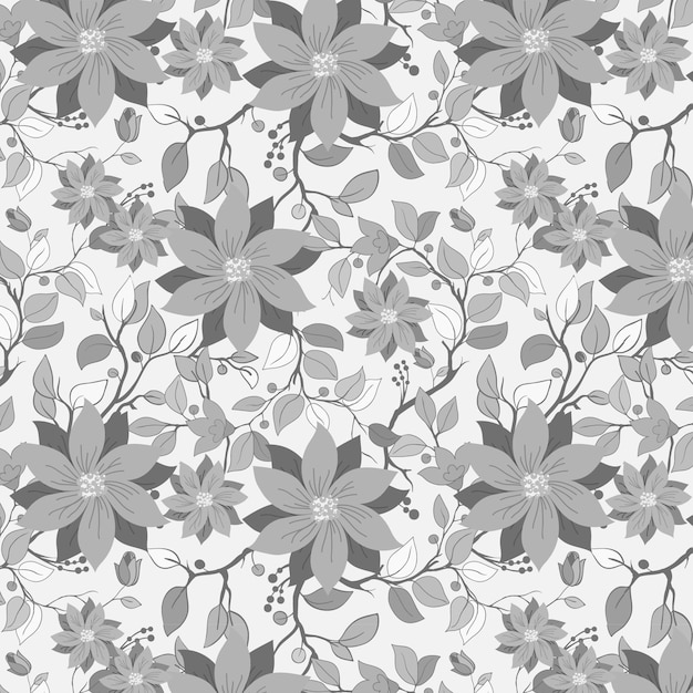 Seamless pattern with flowers on a white background.