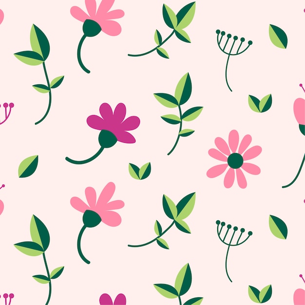 Seamless pattern with flowers on white