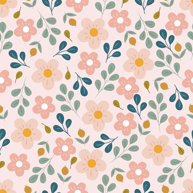 Vector seamless pattern with flowers