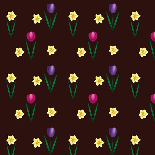 Vector seamless pattern with flowers