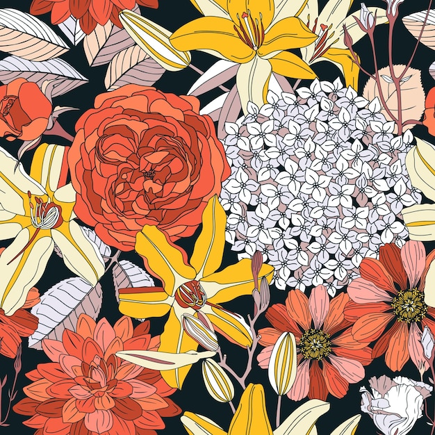 Seamless pattern with flowers.