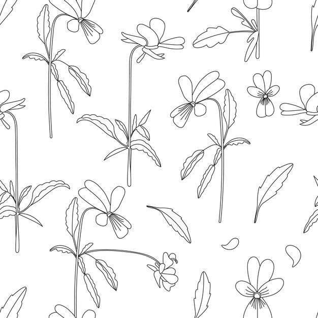 seamless pattern with forest violets on an isolated background