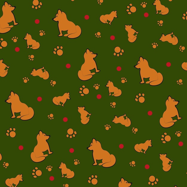 Vector seamless pattern with fox