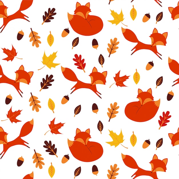 Seamless pattern with foxes. 