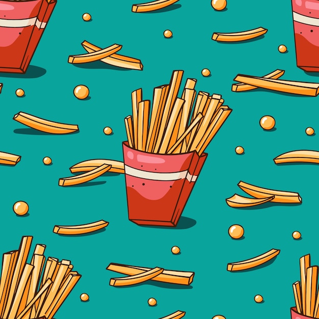 Seamless pattern with french fries