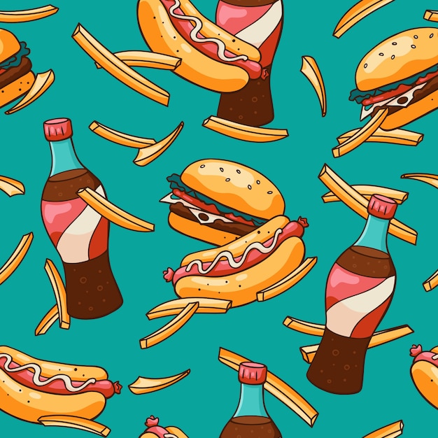 Seamless pattern with french fries.