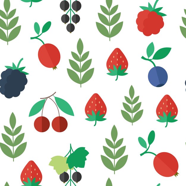 Seamless pattern with fresh berries Vector background