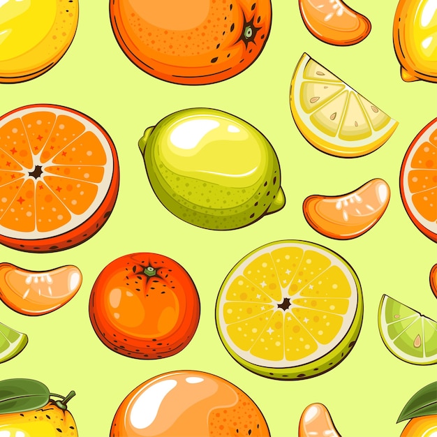 Vector seamless pattern with fresh fruits seamless pattern with citruses food pattern fruits background