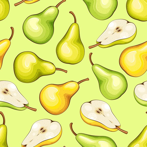 Vector seamless pattern with fresh fruits seamless pattern with pears food pattern fruits background