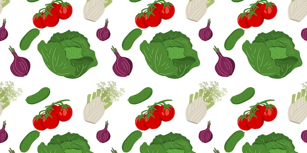 Бесшовный рисунок со свежими овощами