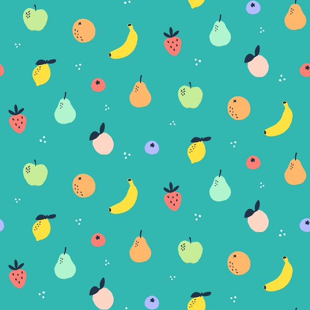 Seamless pattern with fruit doodles