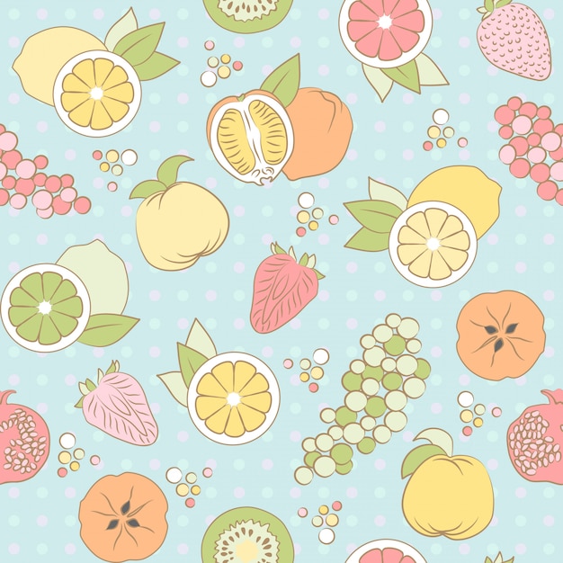 Seamless pattern with fruits and berries