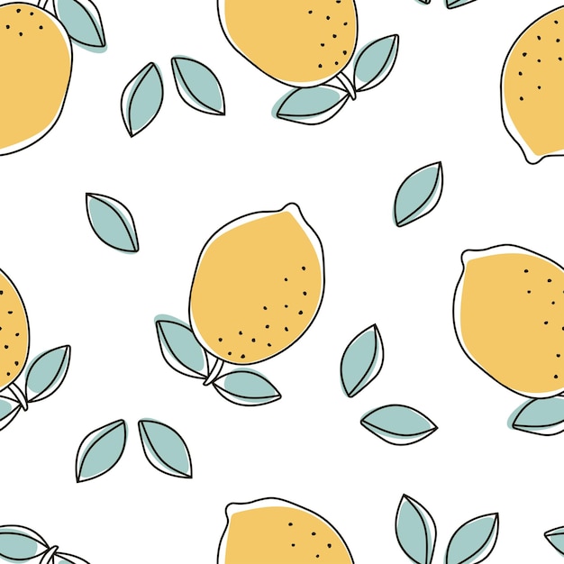 Disegno senza cuciture con frutta e limoni illustrazione vettoriale per la stampa