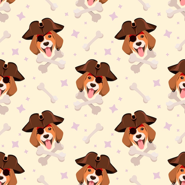 Seamless pattern with funny dogs cartoon design