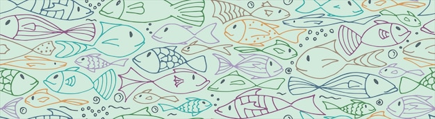 Seamless pattern with funny fish Cute doodle vector illustration EPS10